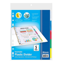 Load image into Gallery viewer, BAZIC 3-Ring Binder Dividers w/ 5-Insertable Colour Tabs
