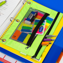 Load image into Gallery viewer, BAZIC Double Zipper 3-Ring Pencil Pouch w/ Mesh Window
