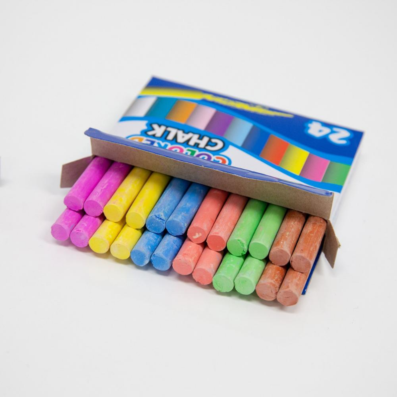 BAZIC Dustless Assorted Colour Chalk (24/Box)