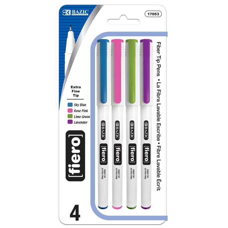 BAZIC Fiero Fancy Color Fiber Tip Fineliner Pen (4/Pack)