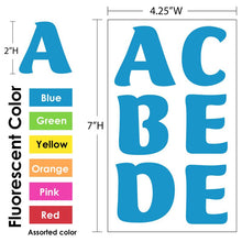 Load image into Gallery viewer, BAZIC 2&quot; Fluorescent Color Alphabet &amp; Number Stickers (10 Sheets)
