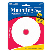 Load image into Gallery viewer, BAZIC 1&quot; X 200&quot; Double Sided Foam Mounting Tape
