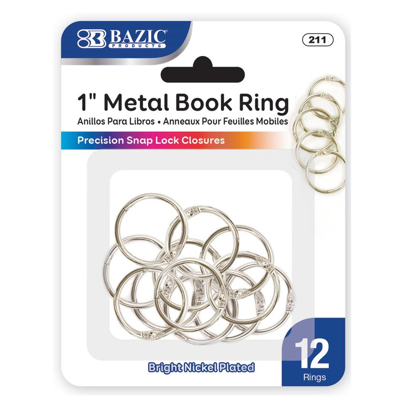 BAZIC 1" Metal Book Rings (12/Pack)