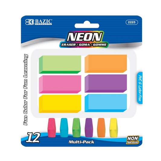 BAZIC Neon Eraser Sets (12/Pack)
