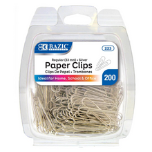 Load image into Gallery viewer, BAZIC No.1 Regular (33mm) Silver Paper Clips (200/Pack)
