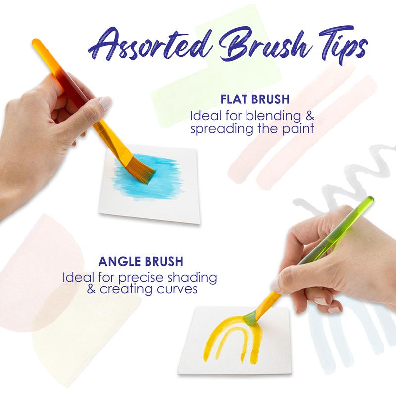 BAZIC Paint Brush Flat & Angled w/ Translucent Handle set (5/Pack)