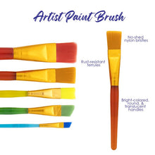Load image into Gallery viewer, BAZIC Paint Brush Flat &amp; Angled w/ Translucent Handle set (5/Pack)
