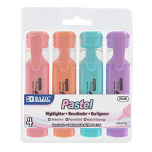 Load image into Gallery viewer, BAZIC Pastel Highlighters w/ Pocket Clip (4/Pack)

