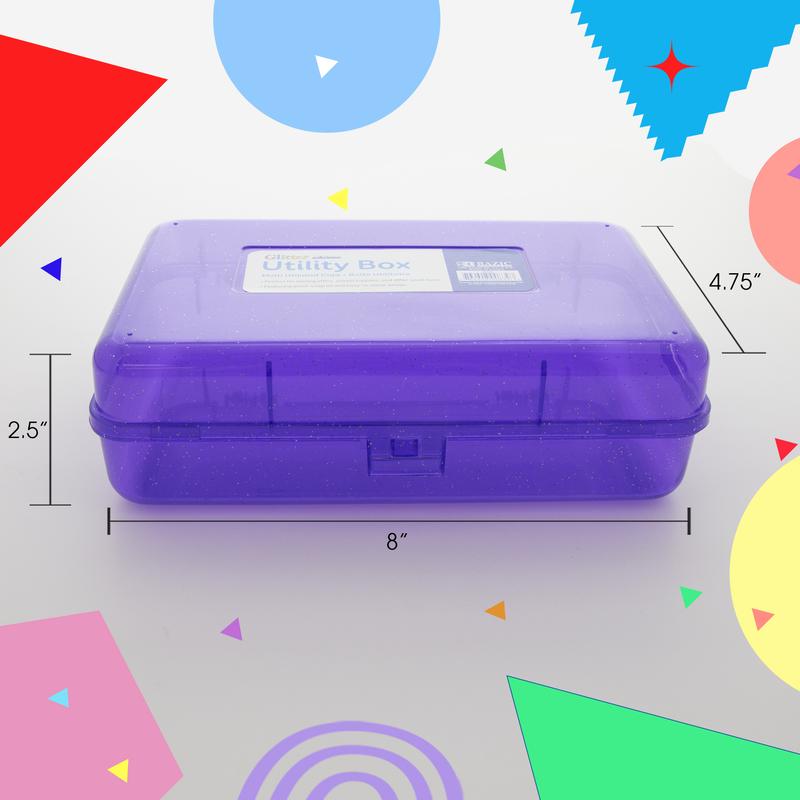 BAZIC Glitter Plastic Multipurpose Utility Box / Pencil Case