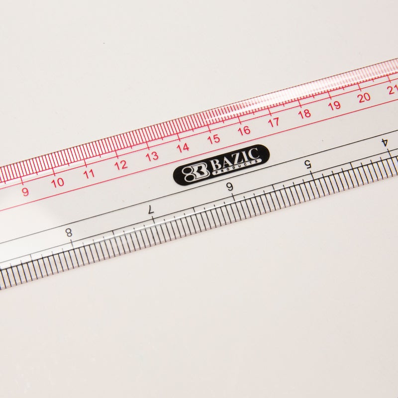 BAZIC 12" / 30cm Claro Transparent Plastic Ruler