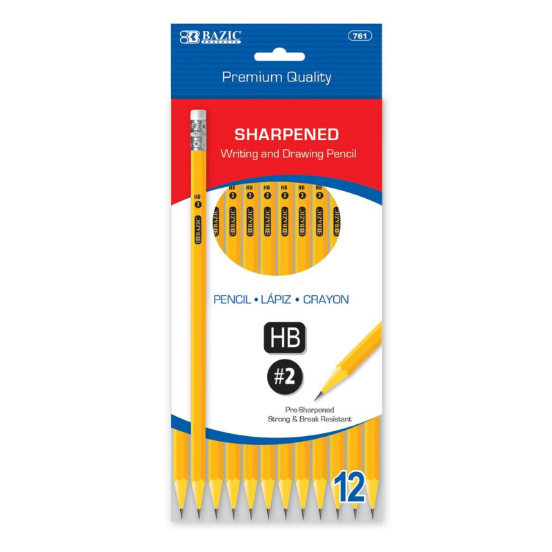 BAZIC #2 HB Pre-Sharpened Premium Pencil (12/Pack)