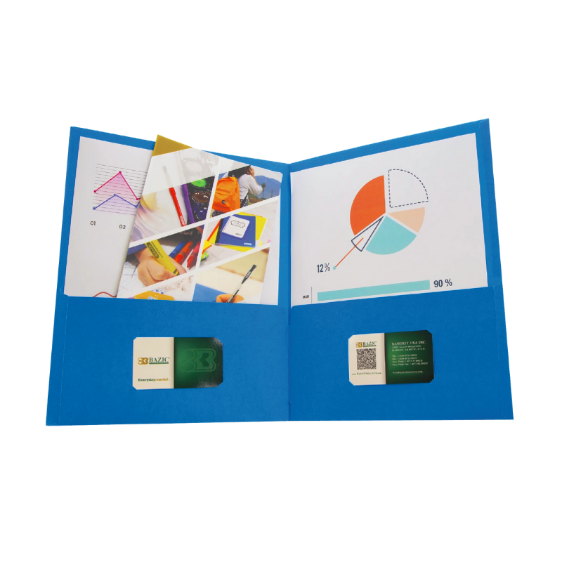 BAZIC Premium Assorted Colour 2-Pocket Portfolio