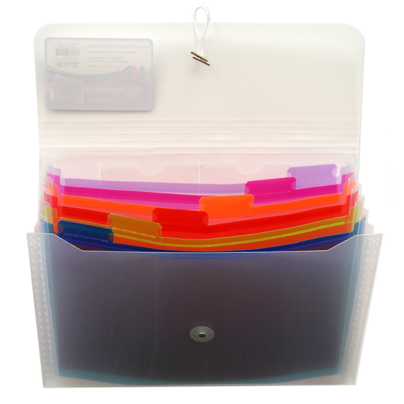 BAZIC Rainbow 7-Pocket Letter Size Poly Expanding File