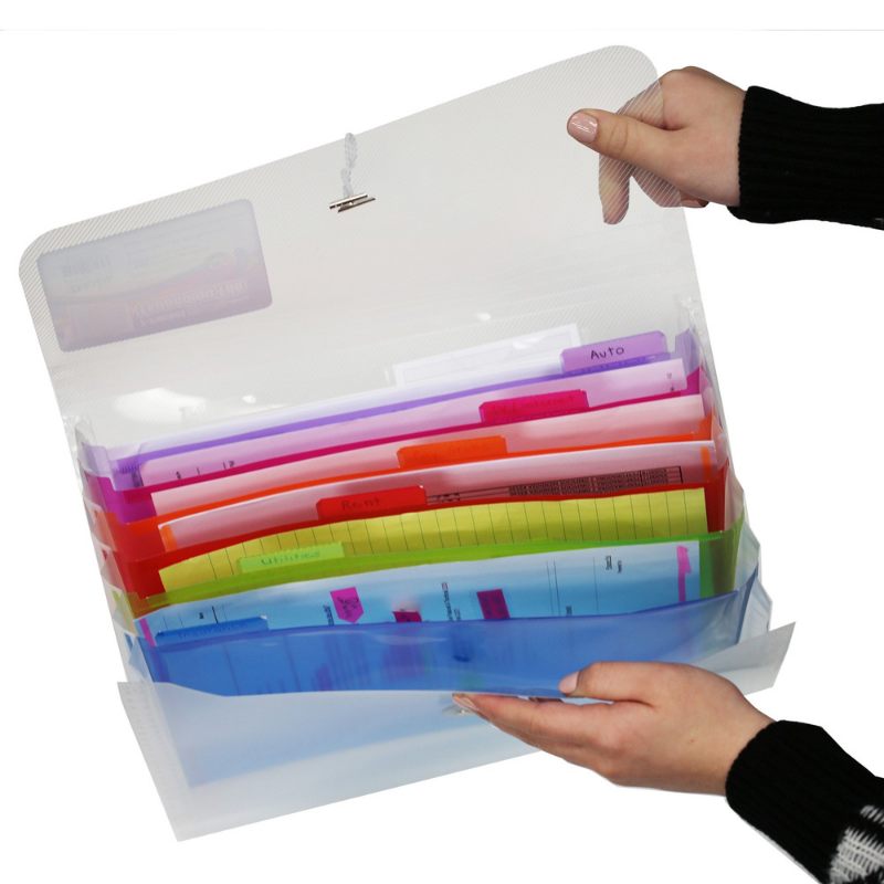 BAZIC Rainbow 7-Pocket Letter Size Poly Expanding File