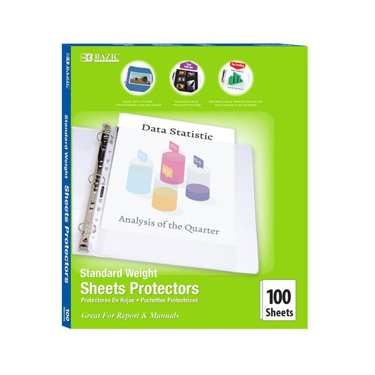BAZIC Standard Weight Top Loading Sheet Protectors (100 Sheets/Pack)