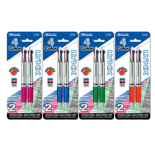 Load image into Gallery viewer, BAZIC Lynx Silver Top 4-Colour Pen w/ Cushion Grip (2/Pack)
