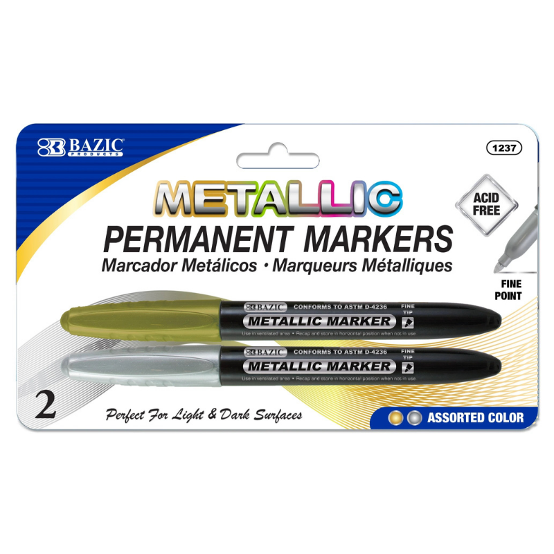BAZIC Silver & Gold Metallic Markers (2/Pack)