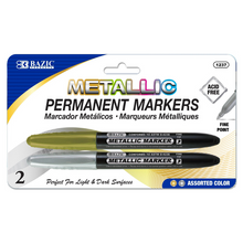 Load image into Gallery viewer, BAZIC Silver &amp; Gold Metallic Markers (2/Pack)
