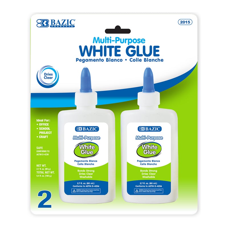 BAZIC 2.7oz / 80ml White Glue (2/Pack)