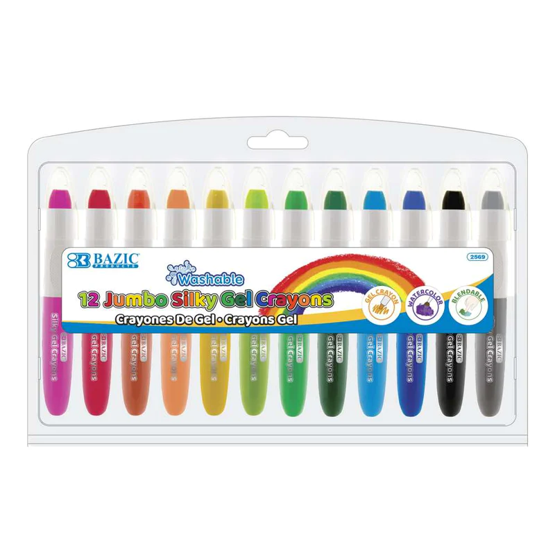 BAZIC Jumbo Silky Gel Crayons (12/Pack)