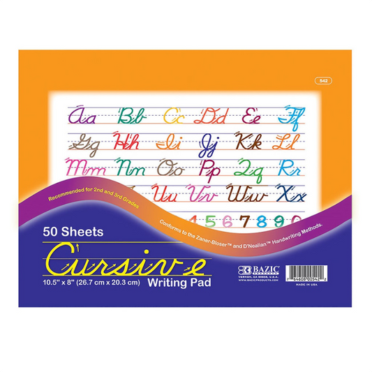 BAZIC 50 Sheet 8" x 10.5" Cursive Writing Pad