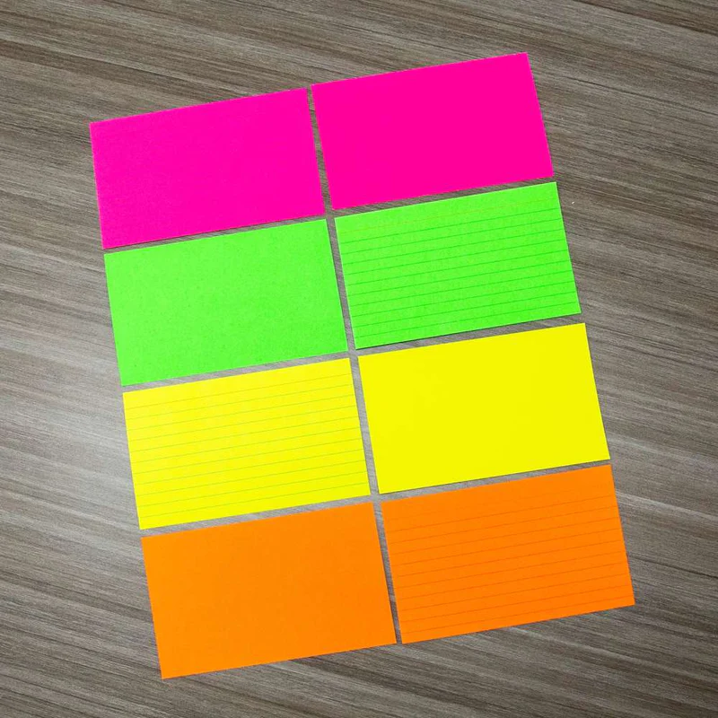 BAZIC 3" x 5" Ruled Fluorescent Coloured Index Card (75 Sheets)