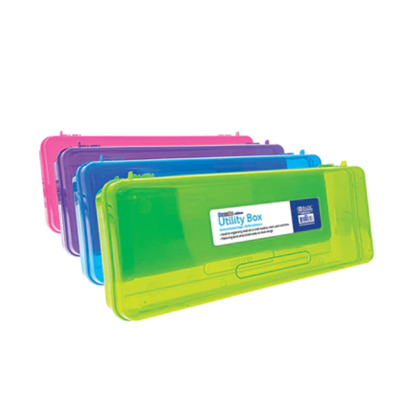 BAZIC Bright Colour Ruler Length Multipurpose Utility Box / Pencil Case