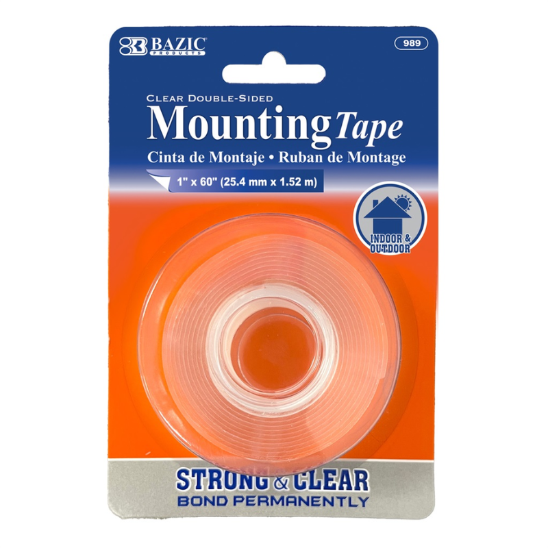 BAZIC 1" x 60" Double Sided Clear Mounting Tape
