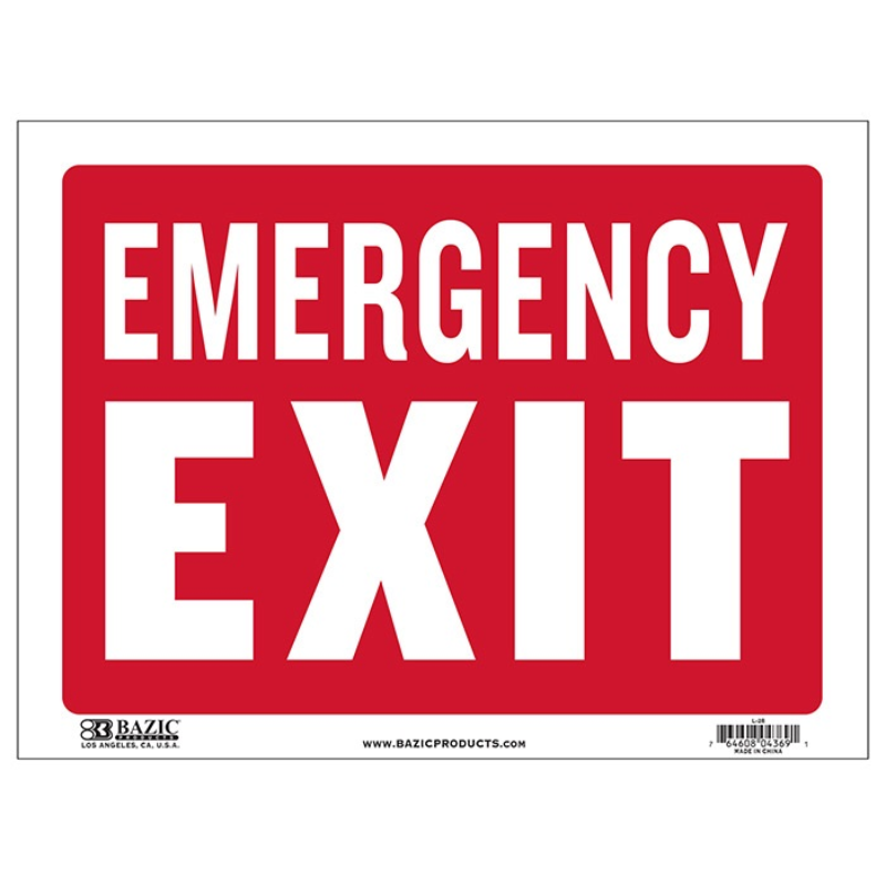 BAZIC 12" X 16" Emergency Exit Sign
