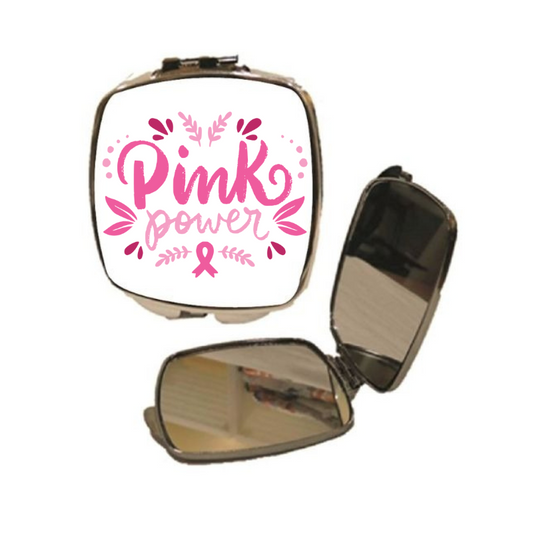 Breast Cancer Awareness Compact Mirror - Pink Power