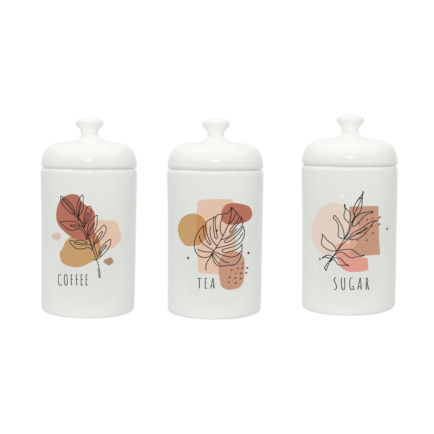 Coffee, Tea, Sugar - Vintage Ceramic Jar - Set of 3