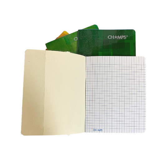 Champs Exercise Book With Clear Jacket Cover - Chequered Line - 8" x 6¼" - 28shts / 56pgs