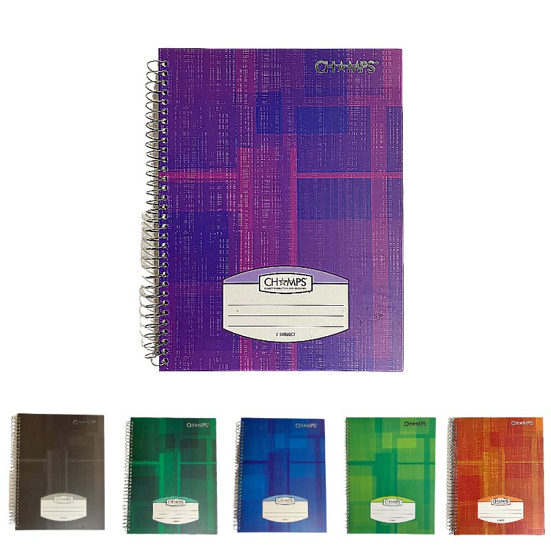Champs Hard Cover 3 Subject Spiral Notebook - 10½ x 8¾