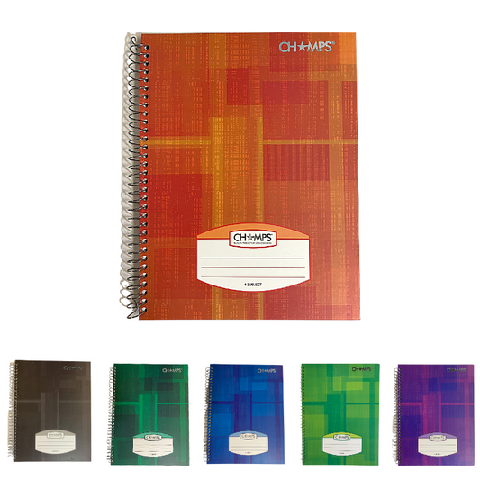 Champs Hard Cover 4 Subject Spiral Notebook - 10½ x 8¾