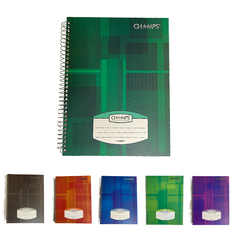 Champs Hard Cover 5 Subject Spiral Notebook - 10½ x 8¾