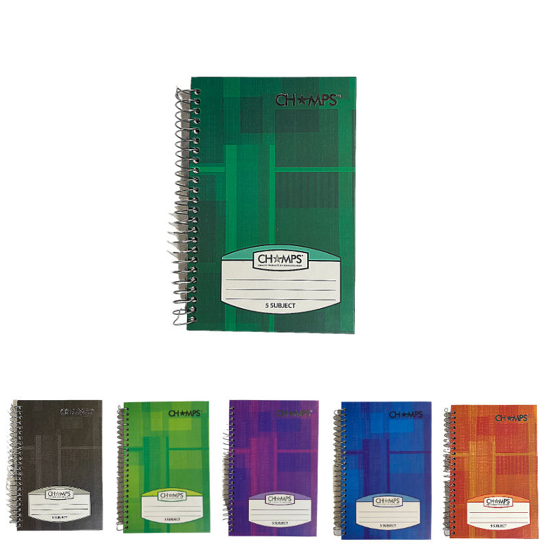 Champs Hard Cover 5 Subject Spiral Notebook - 8 x 5¼