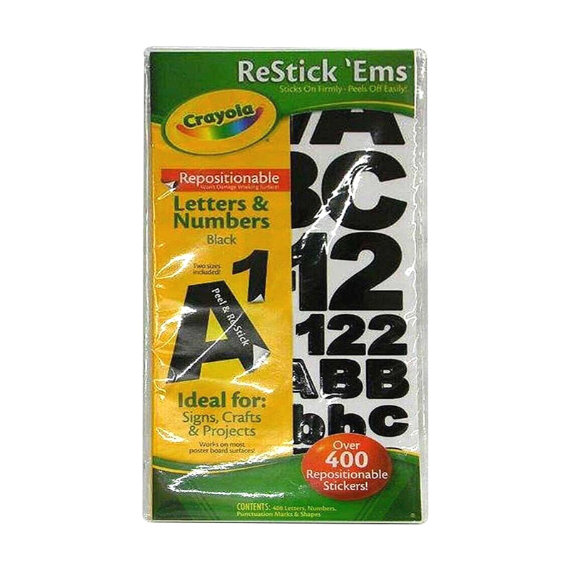 Crayola Restick'em Stickers - Letters & Numbers - Black