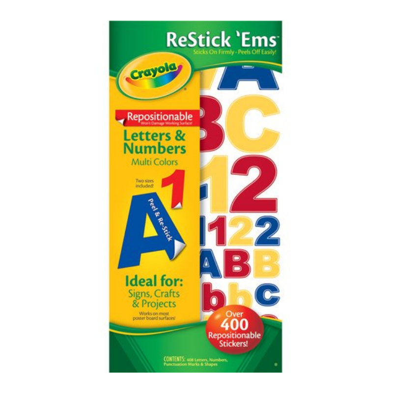 Crayola Restick'em Stickers - Letters & Numbers - Multicolour