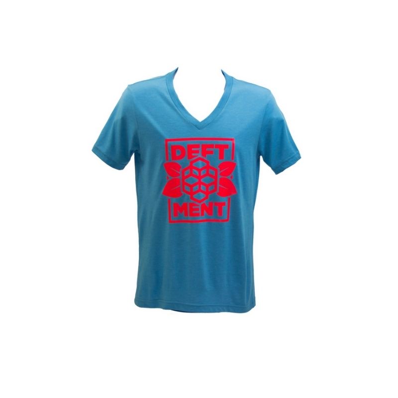 Deftment - V-Neck T-Shirt (S) Blue