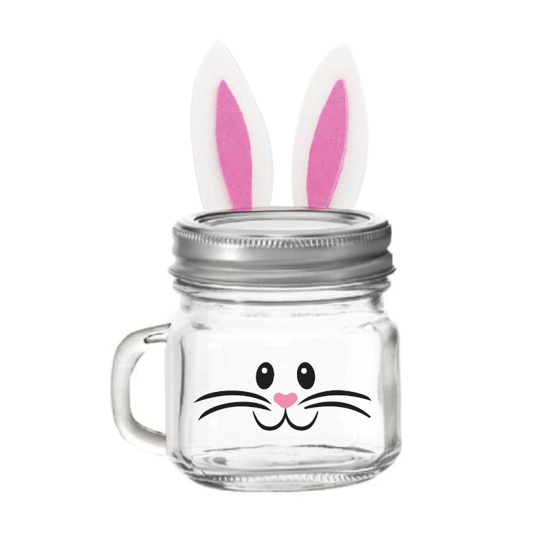 Easter Bunny Food Safe Glass Mason Jar