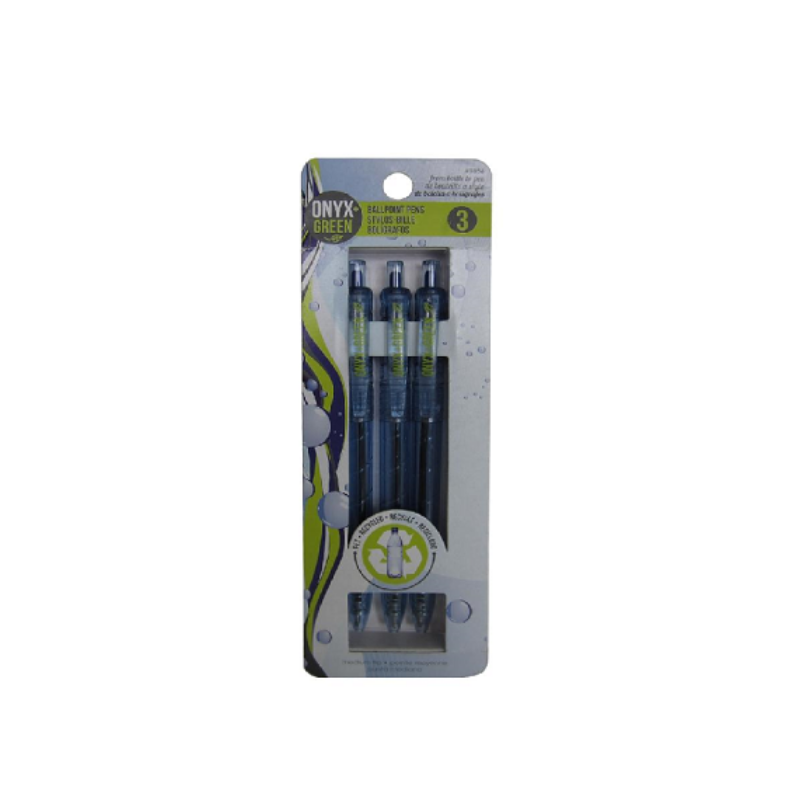 Onyx & Green Eco-Friendly Retractable Pen 3pk