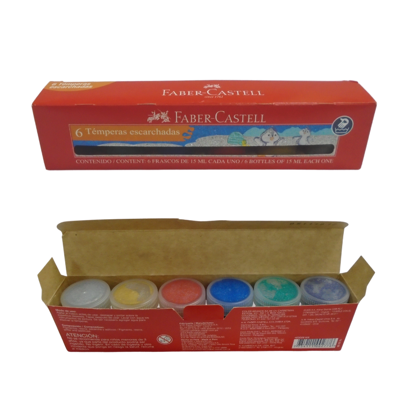Faber-Castell 15ml Tempera Glitter Paints (6/Pack)