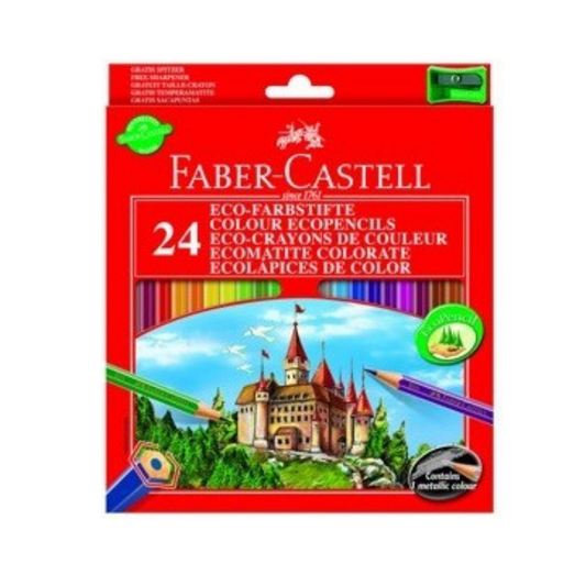 Faber-Castell 7" Hexagonal Coloured Pencils with Sharpener (24/Pack)