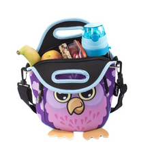 Load image into Gallery viewer, Fringoo Neoprene Lunch Bag - Owl Violet
