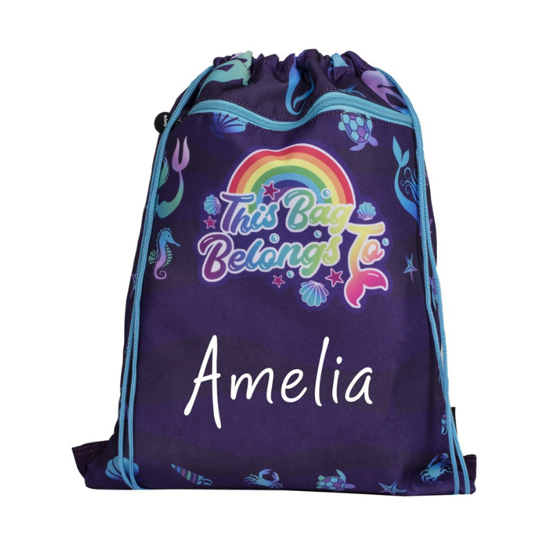 Fringoo Personalised Drawstring Bag - Purple Mermaids