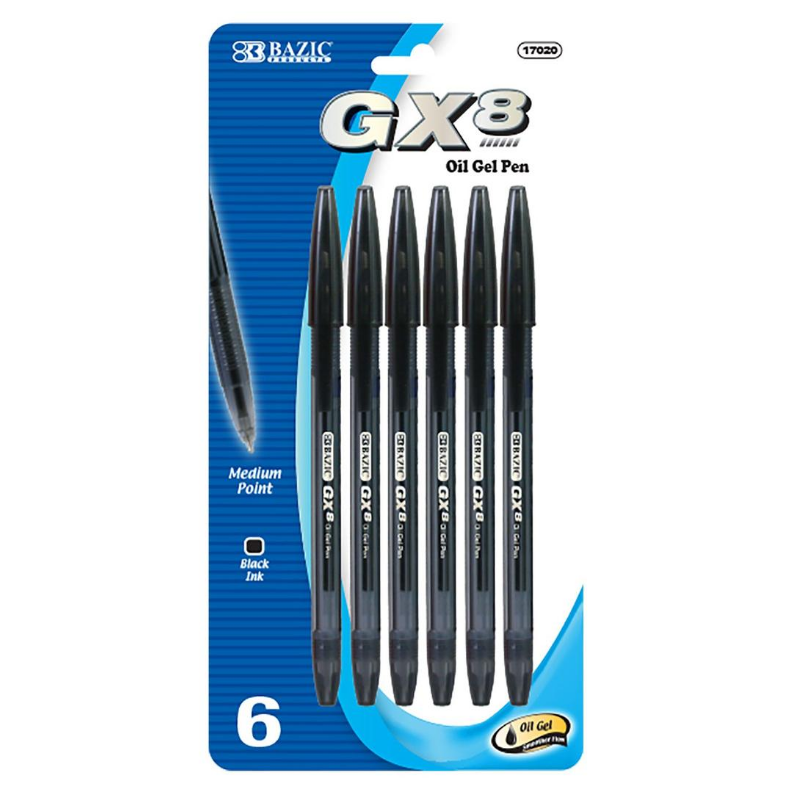 BAZIC GX-8 Black Oil-Gel Ink Pen (6/Pack)