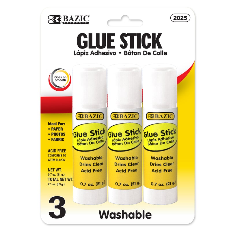 BAZIC 21g / 0.7oz All Purpose Glue Stick (3/Pack)