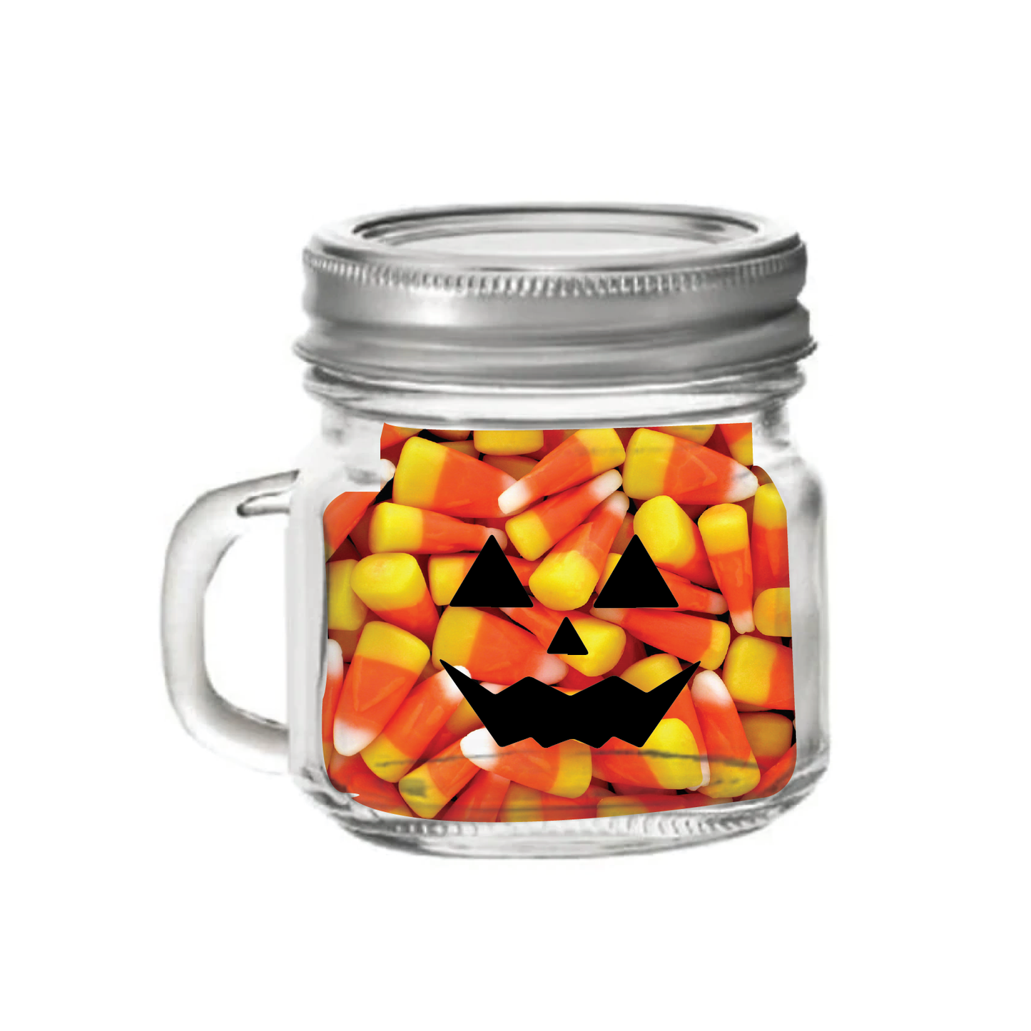 Halloween Scary Pumpkin Food Safe Glass Mason Jar
