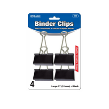 Load image into Gallery viewer, BAZIC Large 2&quot; (51mm) Black Binder Clip (4/Pack)
