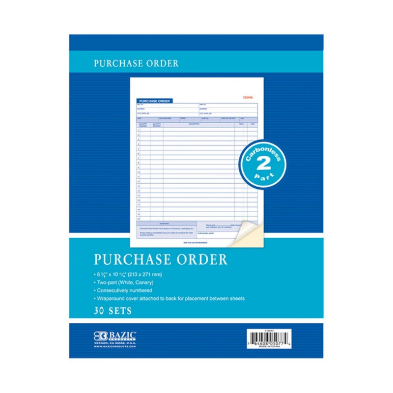 BAZIC 8 3/8" x 10 11/16" Purchase Order Book (50 Sets)